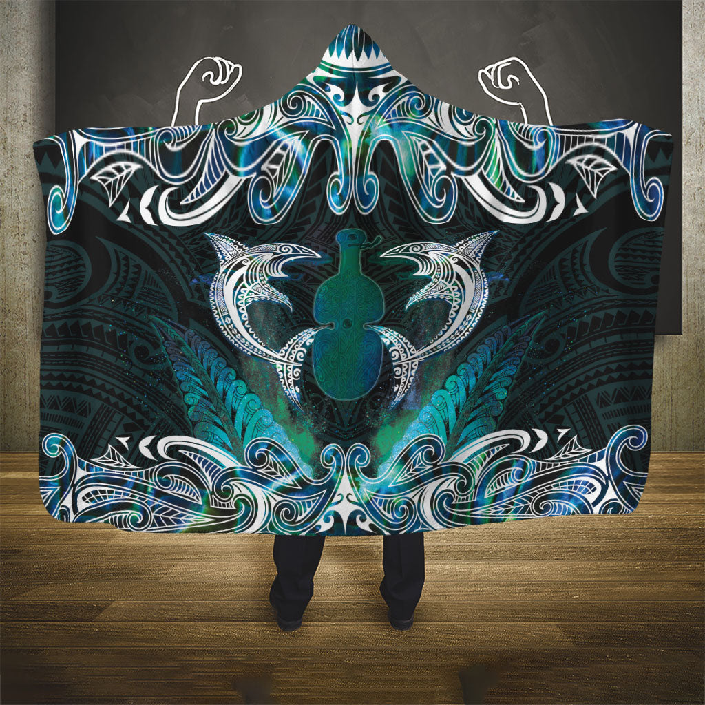 New Zealand Kotiate Weapon Hooded Blanket Aotearoa Mango Paua Shell Maori Pattern LT22 - Polynesian Pride