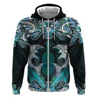 New Zealand Kotiate Weapon Hoodie Aotearoa Mango Paua Shell Maori Pattern LT22 Zip Hoodie Blue - Polynesian Pride