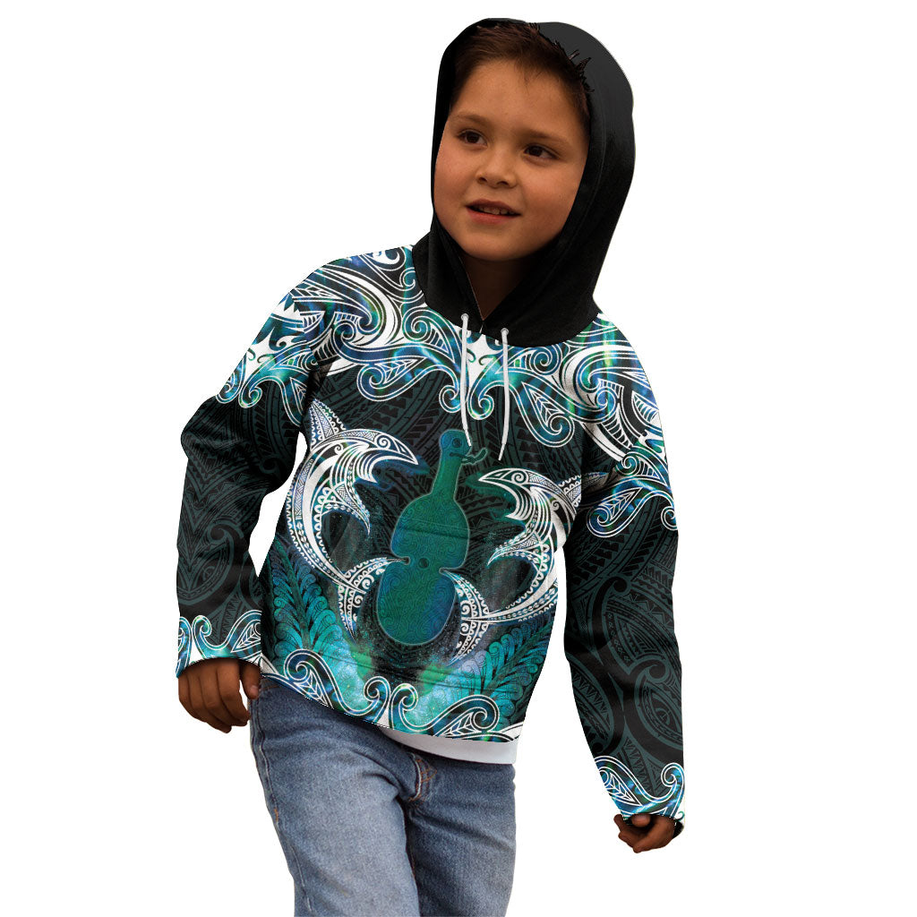 New Zealand Kotiate Weapon Kid Hoodie Aotearoa Mango Paua Shell Maori Pattern LT22 - Polynesian Pride