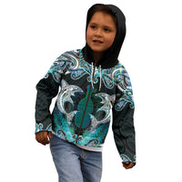 New Zealand Kotiate Weapon Kid Hoodie Aotearoa Mango Paua Shell Maori Pattern LT22 - Polynesian Pride