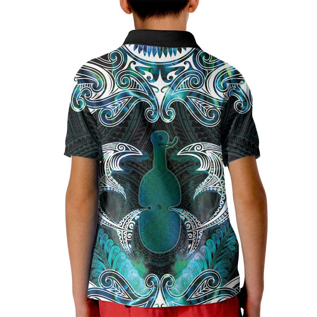 New Zealand Kotiate Weapon Kid Polo Shirt Aotearoa Mango Paua Shell Maori Pattern LT22 - Polynesian Pride