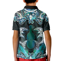 New Zealand Kotiate Weapon Kid Polo Shirt Aotearoa Mango Paua Shell Maori Pattern LT22 - Polynesian Pride