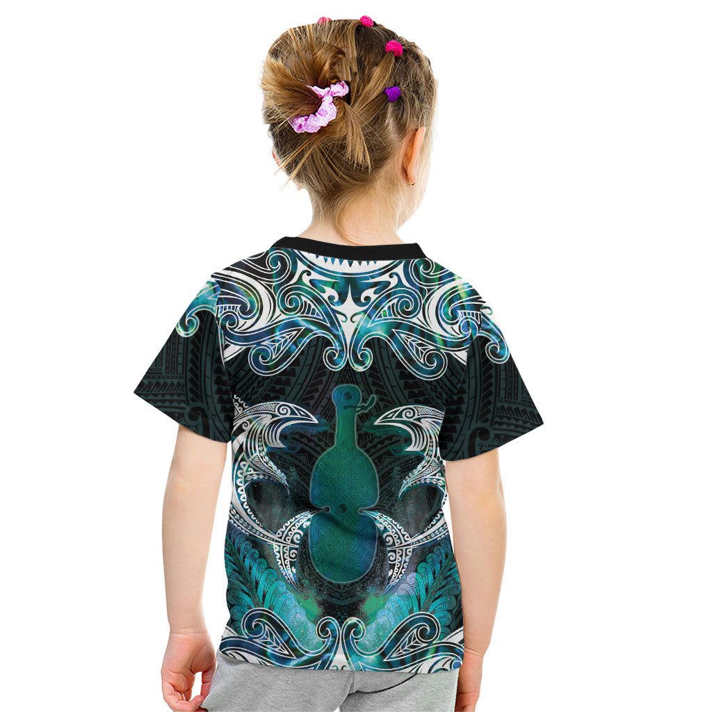 New Zealand Kotiate Weapon Kid T Shirt Aotearoa Mango Paua Shell Maori Pattern LT22 - Polynesian Pride