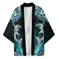 New Zealand Kotiate Weapon Kimono Aotearoa Mango Paua Shell Maori Pattern LT22 Unisex Blue - Polynesian Pride
