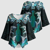 New Zealand Kotiate Weapon Kimono Sleeve Blouse Aotearoa Mango Paua Shell Maori Pattern LT22 - Polynesian Pride