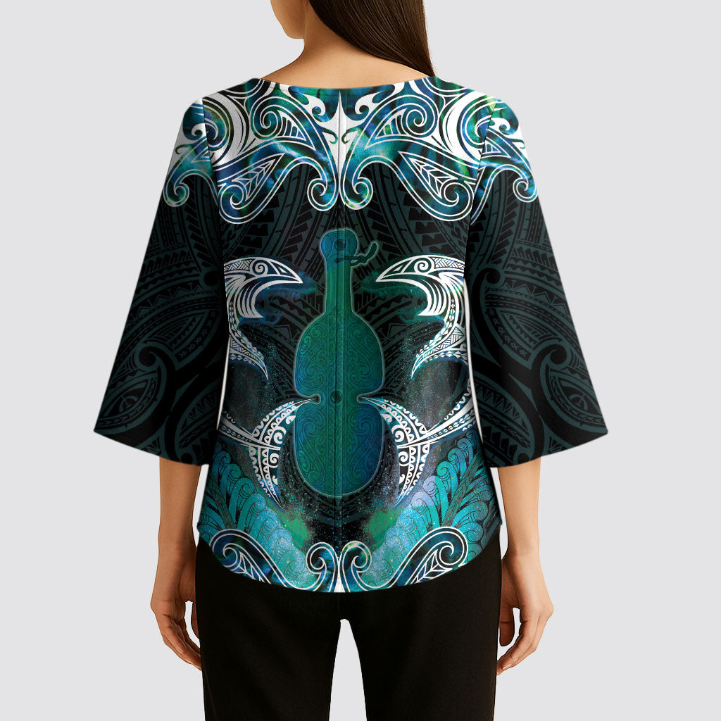 New Zealand Kotiate Weapon Kimono Sleeve Blouse Aotearoa Mango Paua Shell Maori Pattern LT22 - Polynesian Pride