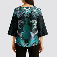 New Zealand Kotiate Weapon Kimono Sleeve Blouse Aotearoa Mango Paua Shell Maori Pattern LT22 - Polynesian Pride