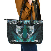 New Zealand Kotiate Weapon Leather Tote Bag Aotearoa Mango Paua Shell Maori Pattern LT22 - Polynesian Pride