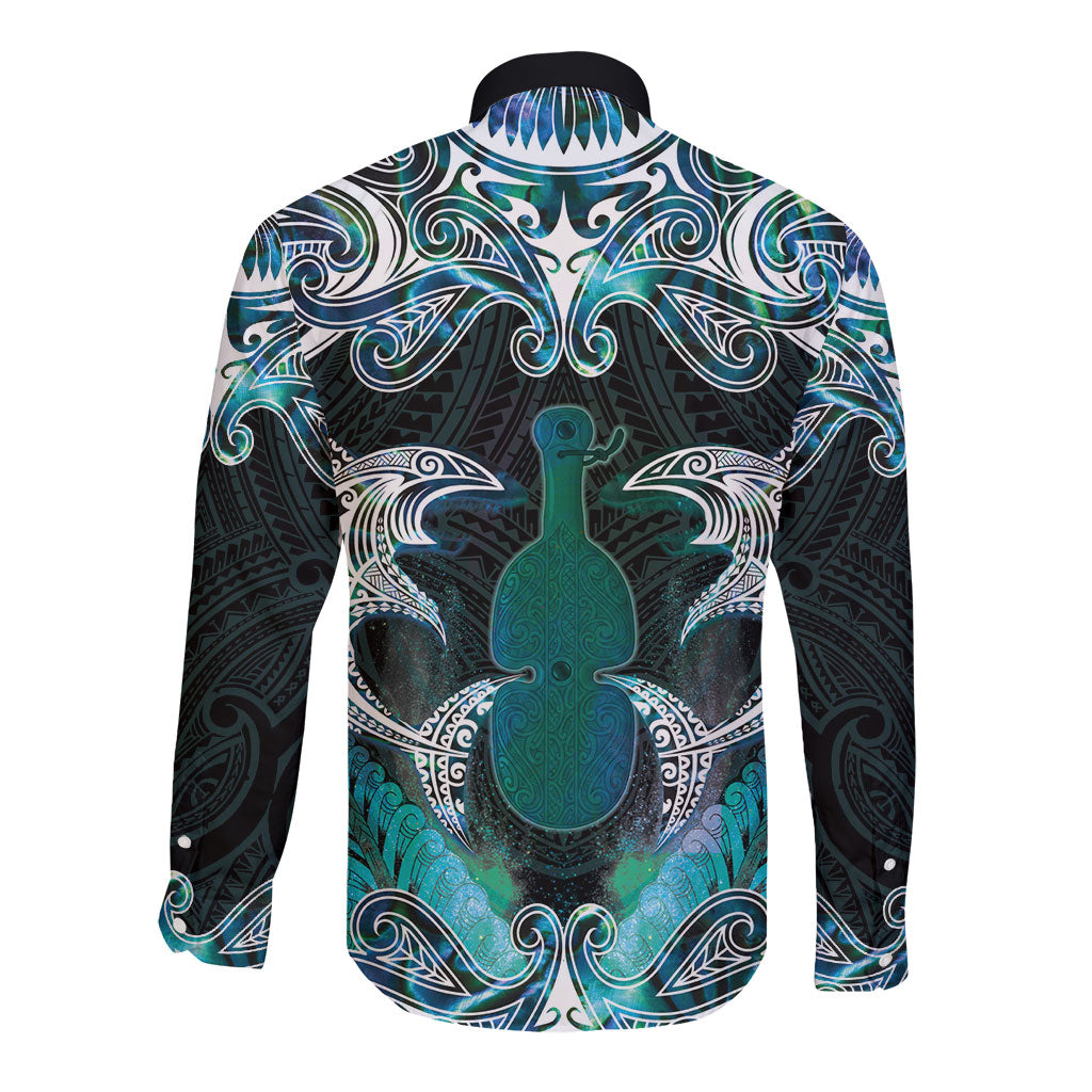 New Zealand Kotiate Weapon Long Sleeve Button Shirt Aotearoa Mango Paua Shell Maori Pattern LT22 - Polynesian Pride