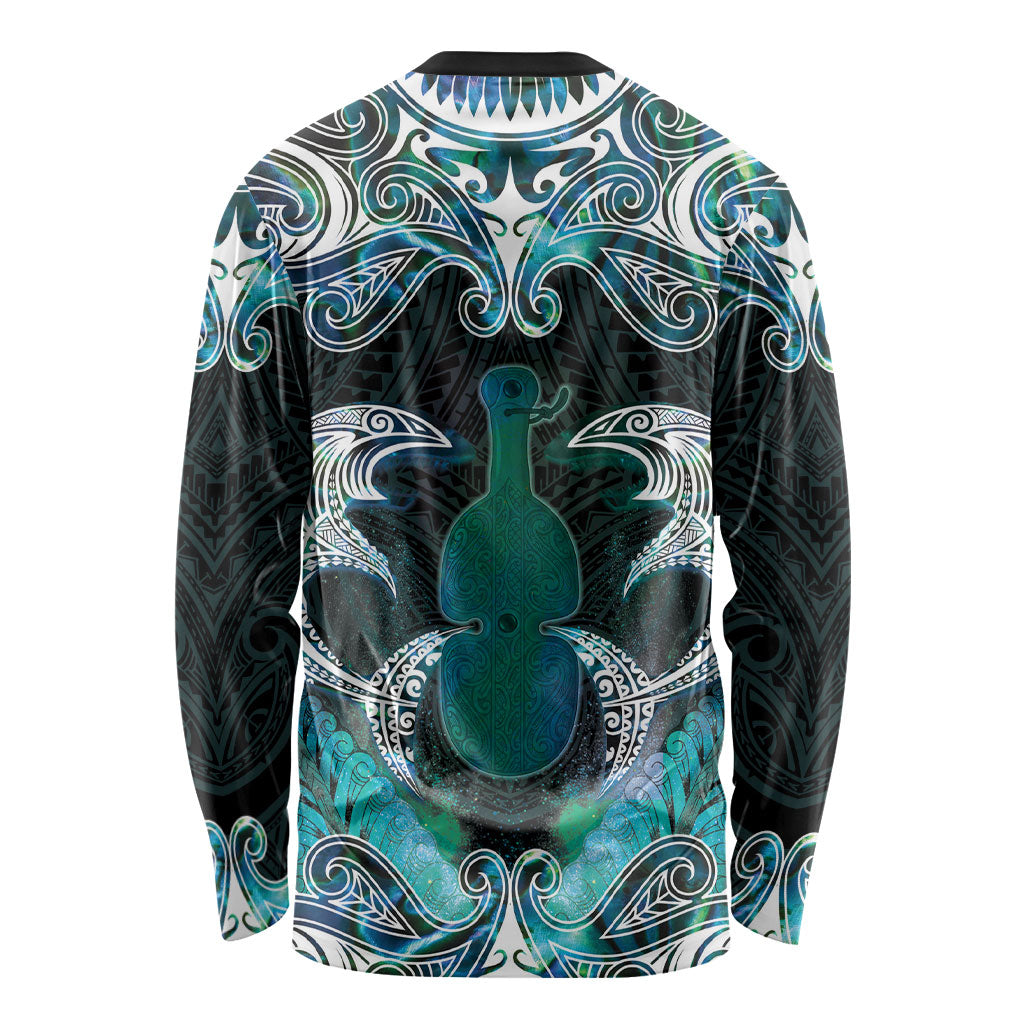 New Zealand Kotiate Weapon Long Sleeve Shirt Aotearoa Mango Paua Shell Maori Pattern LT22 - Polynesian Pride
