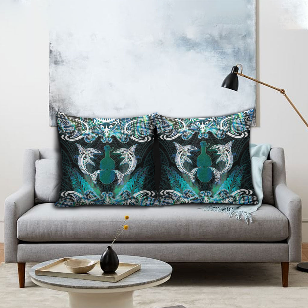 New Zealand Kotiate Weapon Pillow Cover Aotearoa Mango Paua Shell Maori Pattern LT22 - Polynesian Pride