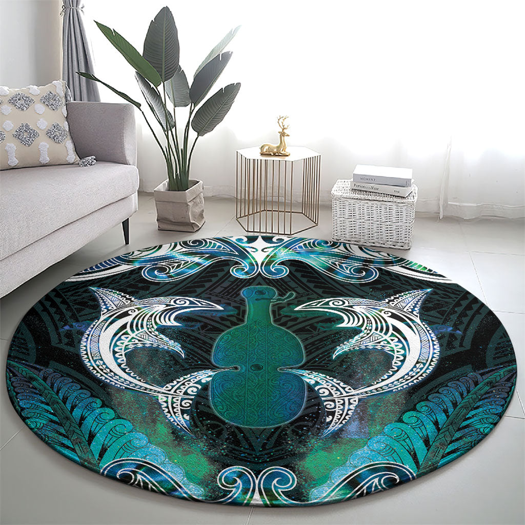 New Zealand Kotiate Weapon Round Carpet Aotearoa Mango Paua Shell Maori Pattern LT22 - Polynesian Pride