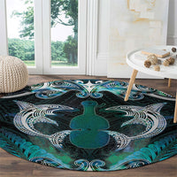 New Zealand Kotiate Weapon Round Carpet Aotearoa Mango Paua Shell Maori Pattern LT22 - Polynesian Pride