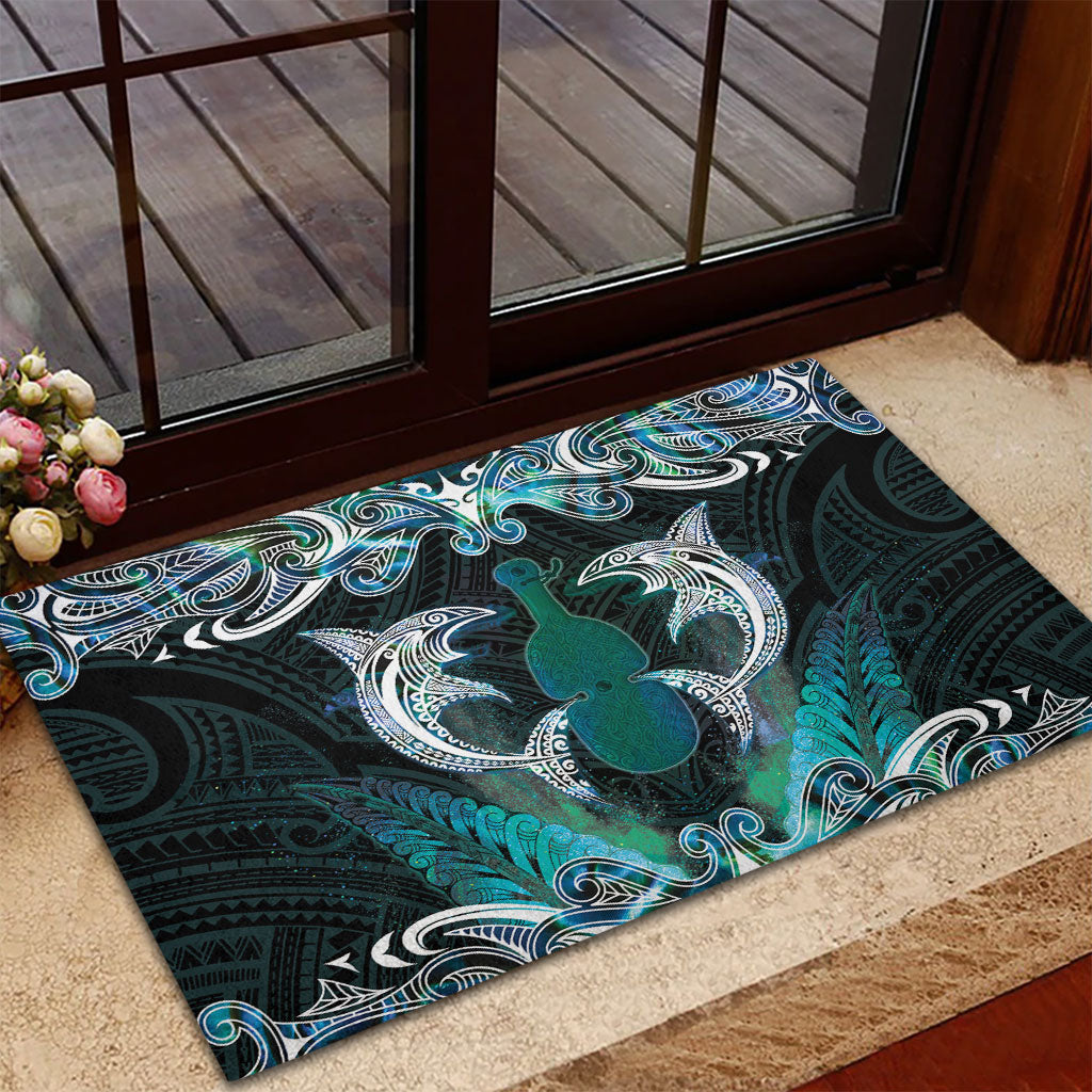 New Zealand Kotiate Weapon Rubber Doormat Aotearoa Mango Paua Shell Maori Pattern LT22 - Polynesian Pride