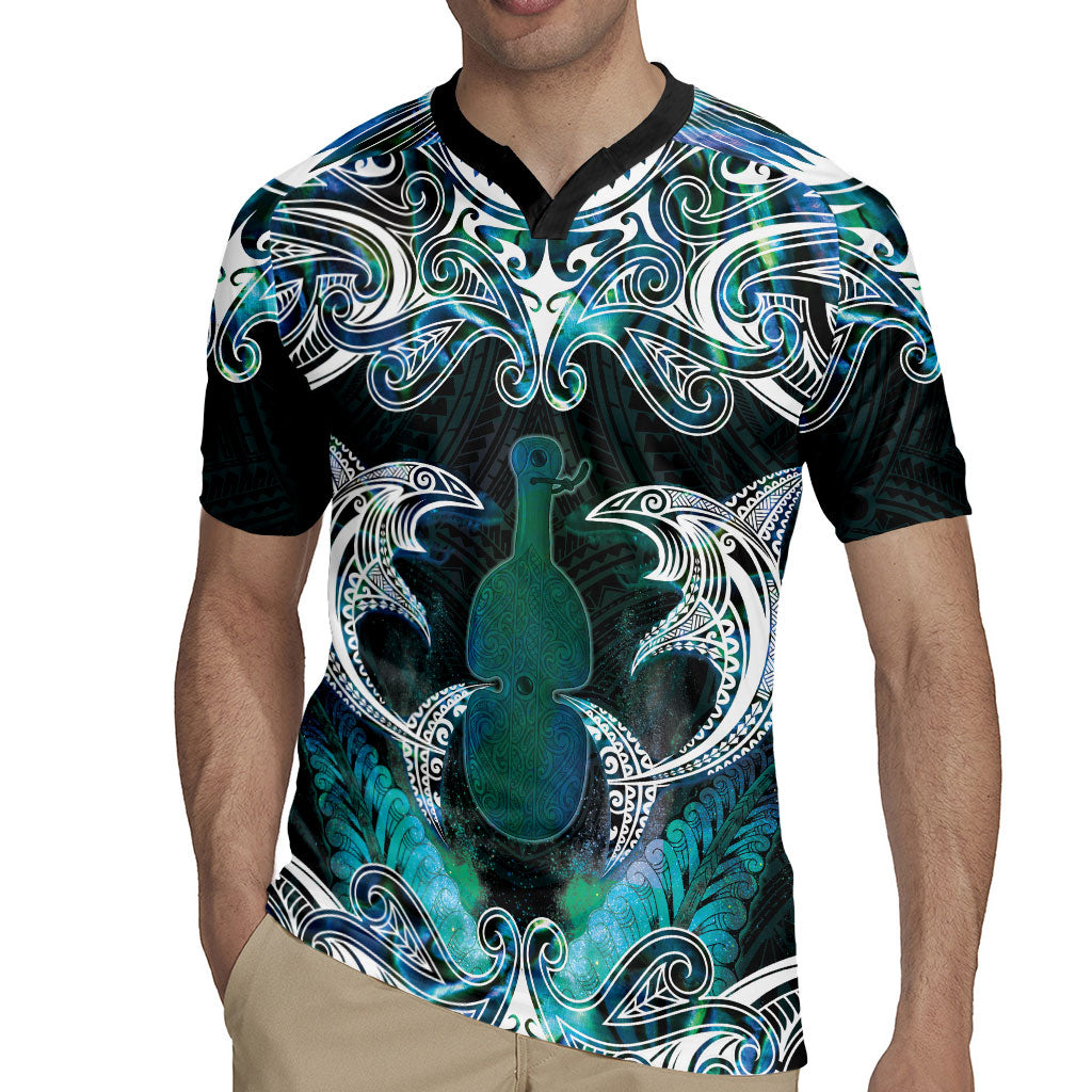 New Zealand Kotiate Weapon Rugby Jersey Aotearoa Mango Paua Shell Maori Pattern LT22 - Polynesian Pride