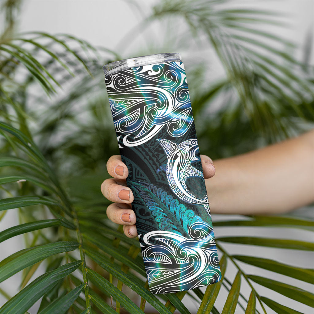 New Zealand Kotiate Weapon Skinny Tumbler Aotearoa Mango Paua Shell Maori Pattern LT22 - Polynesian Pride