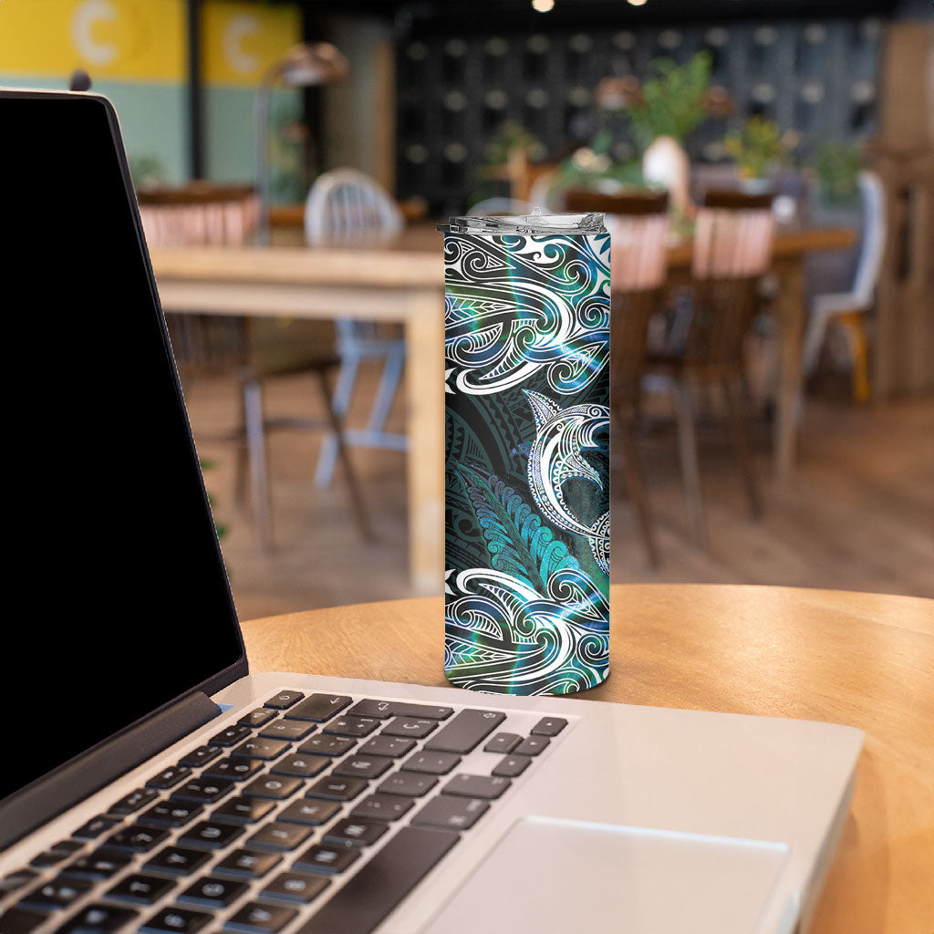 New Zealand Kotiate Weapon Skinny Tumbler Aotearoa Mango Paua Shell Maori Pattern LT22 - Polynesian Pride