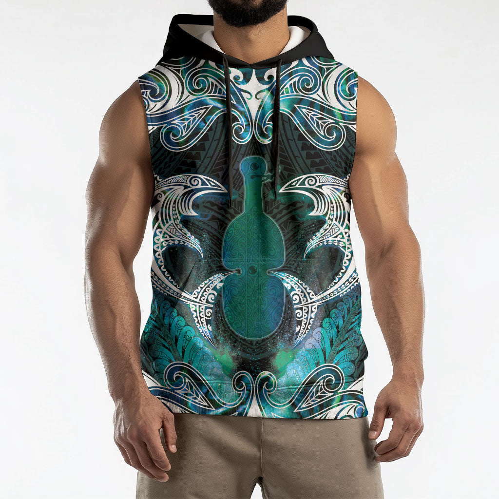 New Zealand Kotiate Weapon Sleeveless Hoodie Aotearoa Mango Paua Shell Maori Pattern LT22 - Polynesian Pride