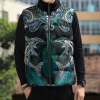 New Zealand Kotiate Weapon Sleeveless Puffer Jacket Aotearoa Mango Paua Shell Maori Pattern LT22 - Polynesian Pride