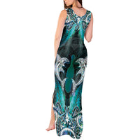 New Zealand Kotiate Weapon Tank Maxi Dress Aotearoa Mango Paua Shell Maori Pattern LT22 - Polynesian Pride