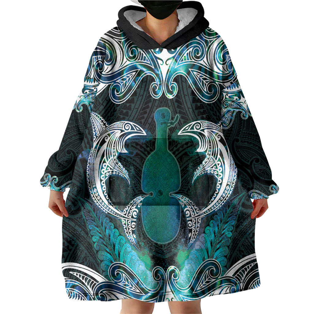 New Zealand Kotiate Weapon Wearable Blanket Hoodie Aotearoa Mango Paua Shell Maori Pattern LT22 - Polynesian Pride