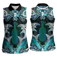 New Zealand Kotiate Weapon Women Sleeveless Polo Shirt Aotearoa Mango Paua Shell Maori Pattern LT22 - Polynesian Pride