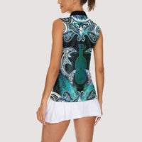 New Zealand Kotiate Weapon Women Sleeveless Polo Shirt Aotearoa Mango Paua Shell Maori Pattern LT22 - Polynesian Pride