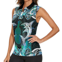 New Zealand Kotiate Weapon Women Sleeveless Polo Shirt Aotearoa Mango Paua Shell Maori Pattern LT22 - Polynesian Pride