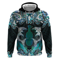 New Zealand Kotiate Weapon Zip Hoodie Aotearoa Mango Paua Shell Maori Pattern LT22 Pullover Hoodie Blue - Polynesian Pride