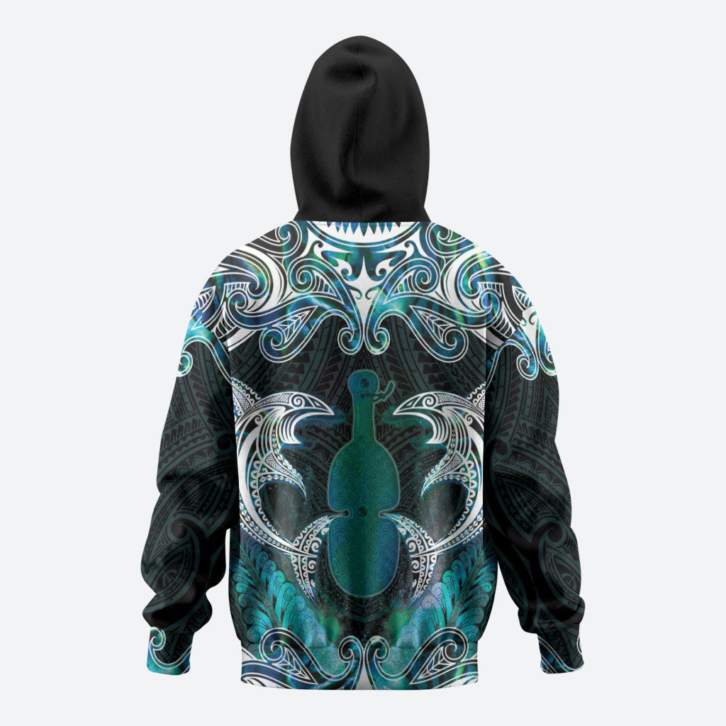 New Zealand Kotiate Weapon Zip Hoodie Aotearoa Mango Paua Shell Maori Pattern LT22 - Polynesian Pride