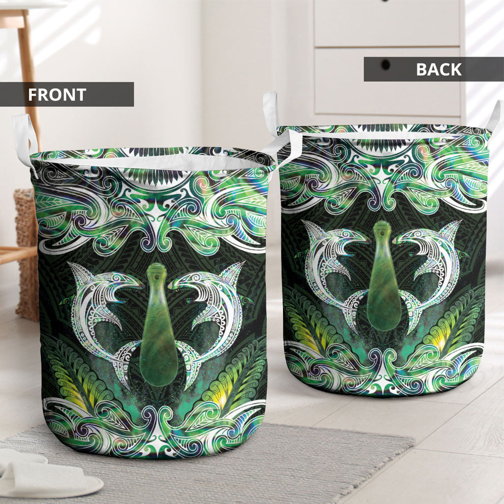 New Zealand Mere Pounamu Weapon Laundry Basket Aotearoa Mango Paua Shell Maori Pattern LT22 - Polynesian Pride
