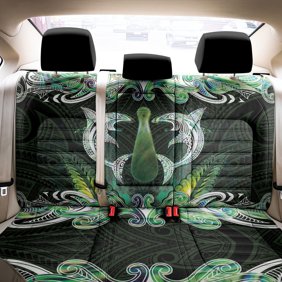 New Zealand Mere Pounamu Weapon Back Car Seat Cover Aotearoa Mango Paua Shell Maori Pattern LT22 - Polynesian Pride