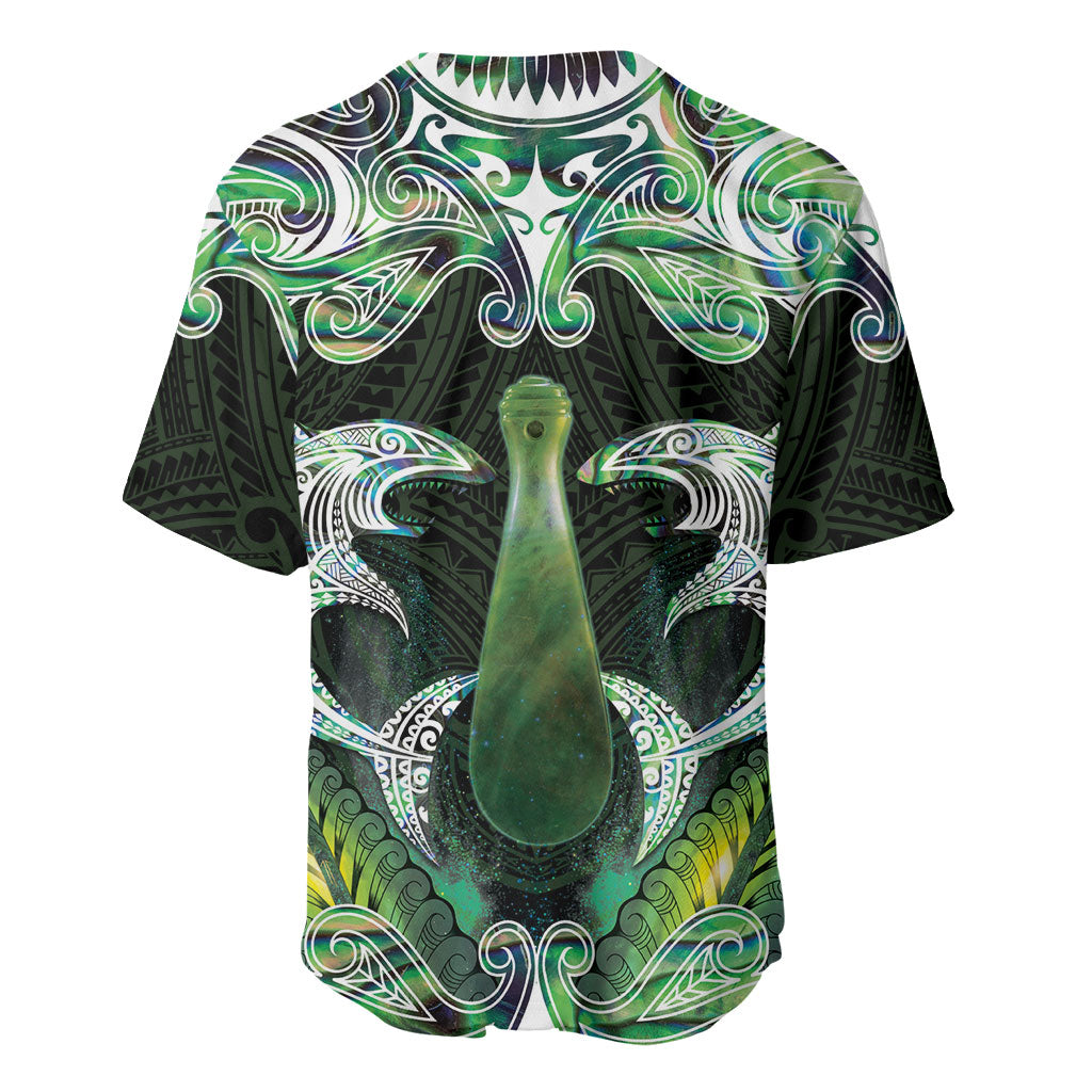 New Zealand Mere Pounamu Weapon Baseball Jersey Aotearoa Mango Paua Shell Maori Pattern LT22 - Polynesian Pride
