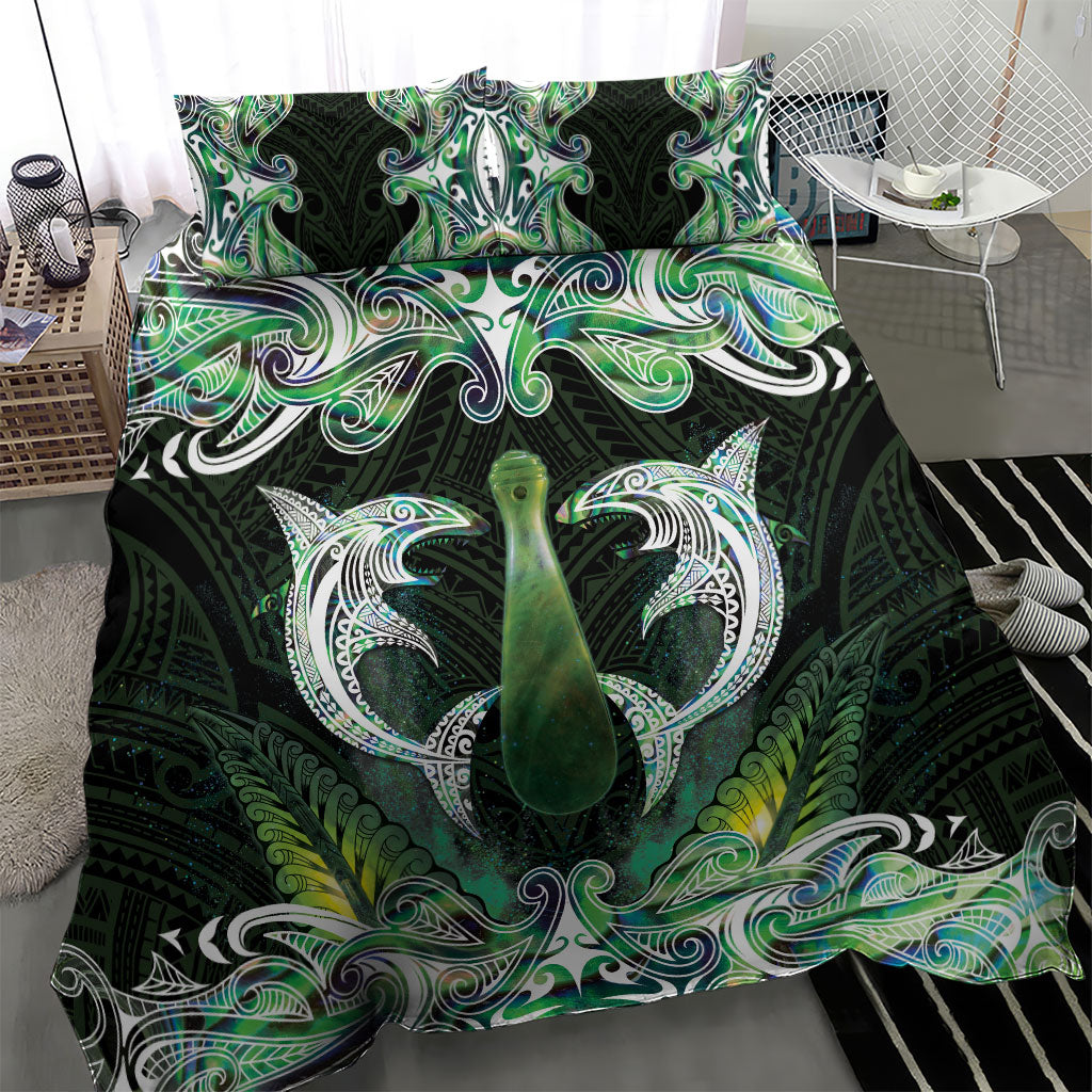 New Zealand Mere Pounamu Weapon Bedding Set Aotearoa Mango Paua Shell Maori Pattern LT22 - Polynesian Pride