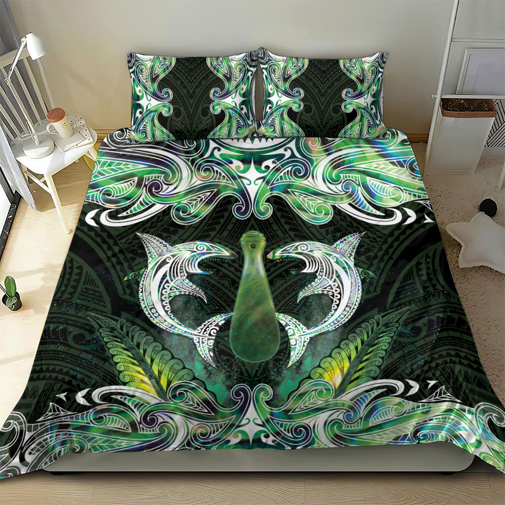 New Zealand Mere Pounamu Weapon Bedding Set Aotearoa Mango Paua Shell Maori Pattern LT22 - Polynesian Pride