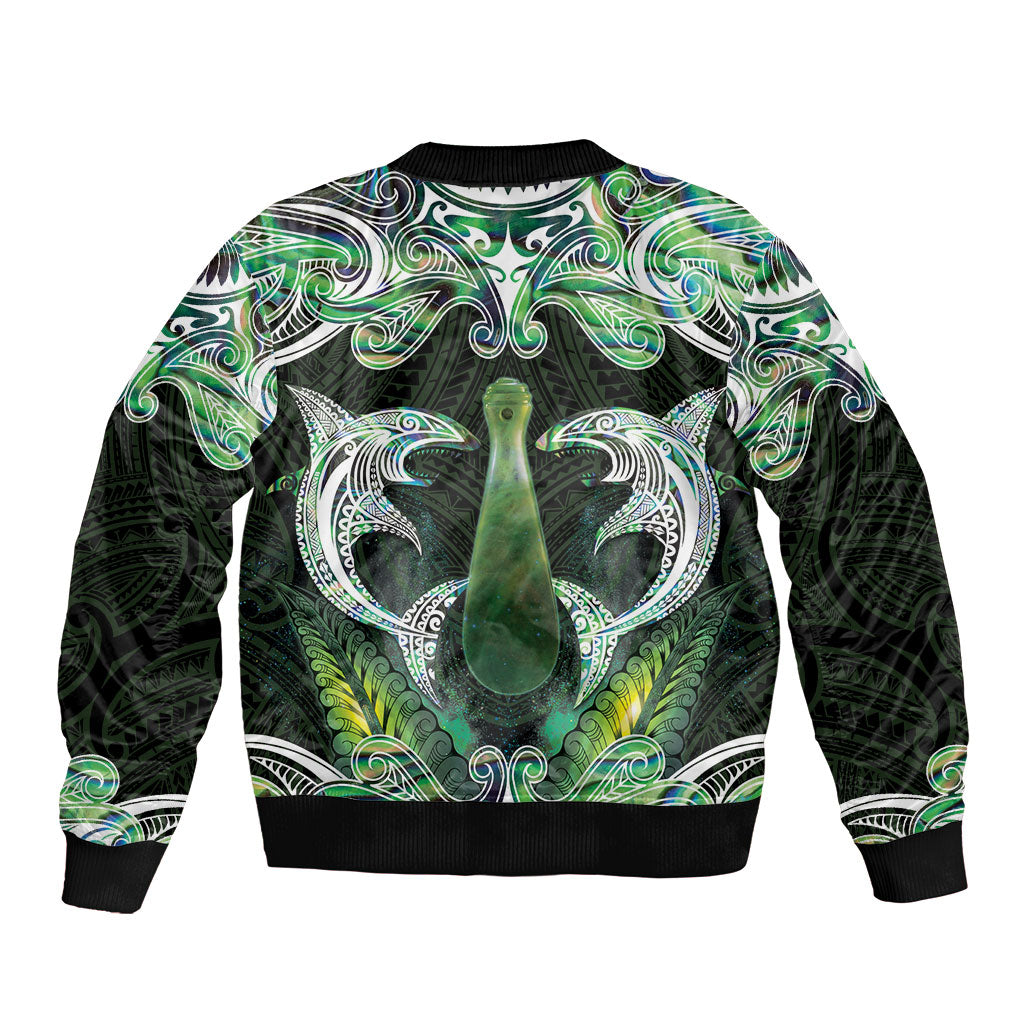 New Zealand Mere Pounamu Weapon Bomber Jacket Aotearoa Mango Paua Shell Maori Pattern LT22 - Polynesian Pride