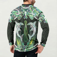 New Zealand Mere Pounamu Weapon Button Sweatshirt Aotearoa Mango Paua Shell Maori Pattern LT22 - Polynesian Pride
