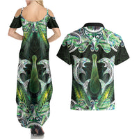 New Zealand Mere Pounamu Weapon Couples Matching Summer Maxi Dress and Hawaiian Shirt Aotearoa Mango Paua Shell Maori Pattern LT22 - Polynesian Pride