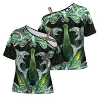 New Zealand Mere Pounamu Weapon Cross Shoulder Shirt Aotearoa Mango Paua Shell Maori Pattern LT22 - Polynesian Pride