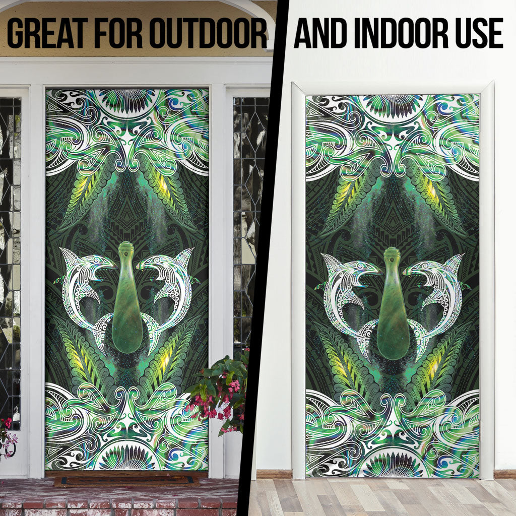 New Zealand Mere Pounamu Weapon Door Cover Aotearoa Mango Paua Shell Maori Pattern LT22 - Polynesian Pride