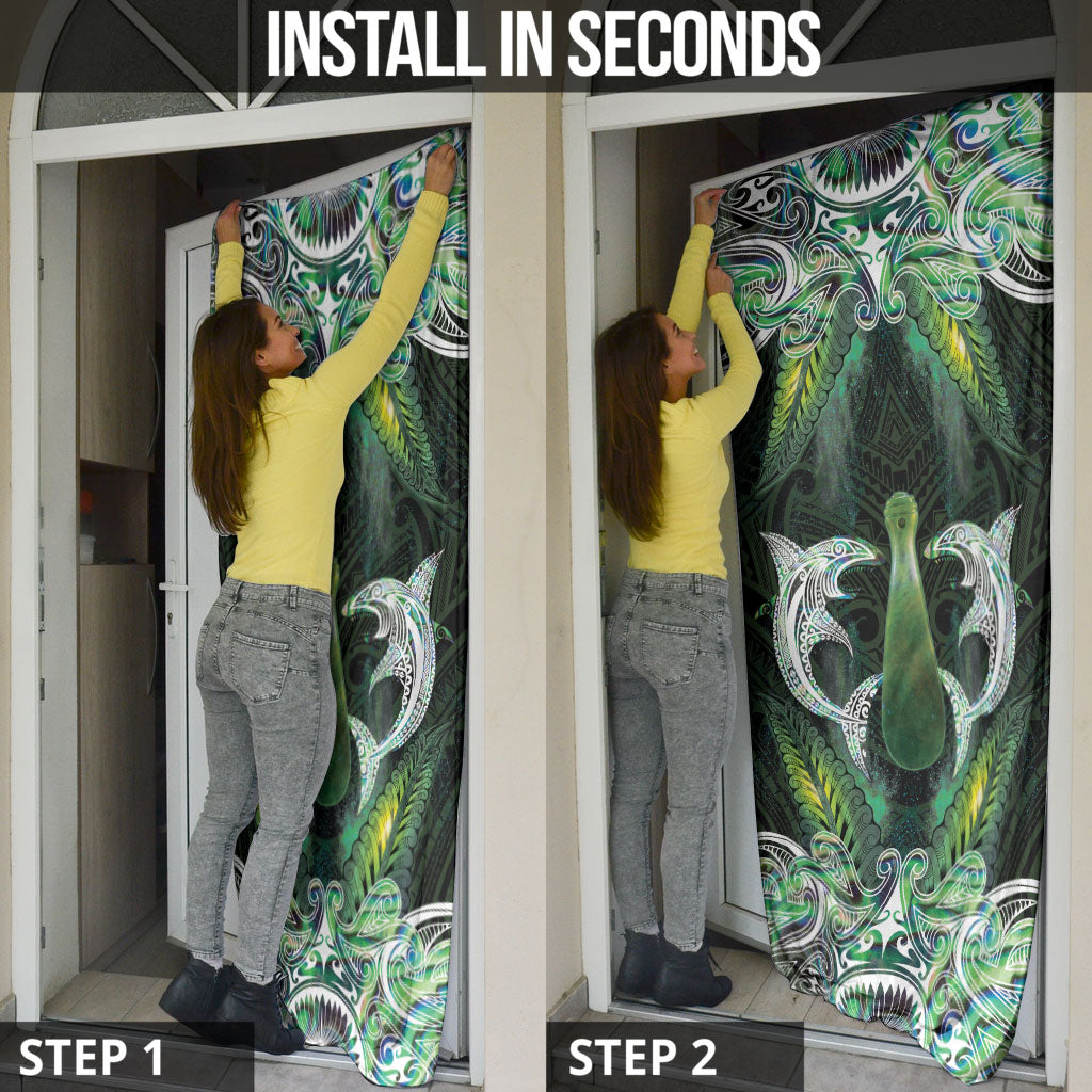 New Zealand Mere Pounamu Weapon Door Cover Aotearoa Mango Paua Shell Maori Pattern LT22 - Polynesian Pride