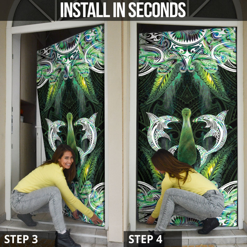 New Zealand Mere Pounamu Weapon Door Cover Aotearoa Mango Paua Shell Maori Pattern LT22 - Polynesian Pride
