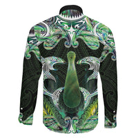 New Zealand Mere Pounamu Weapon Family Matching Off Shoulder Short Dress and Hawaiian Shirt Aotearoa Mango Paua Shell Maori Pattern LT22 - Polynesian Pride