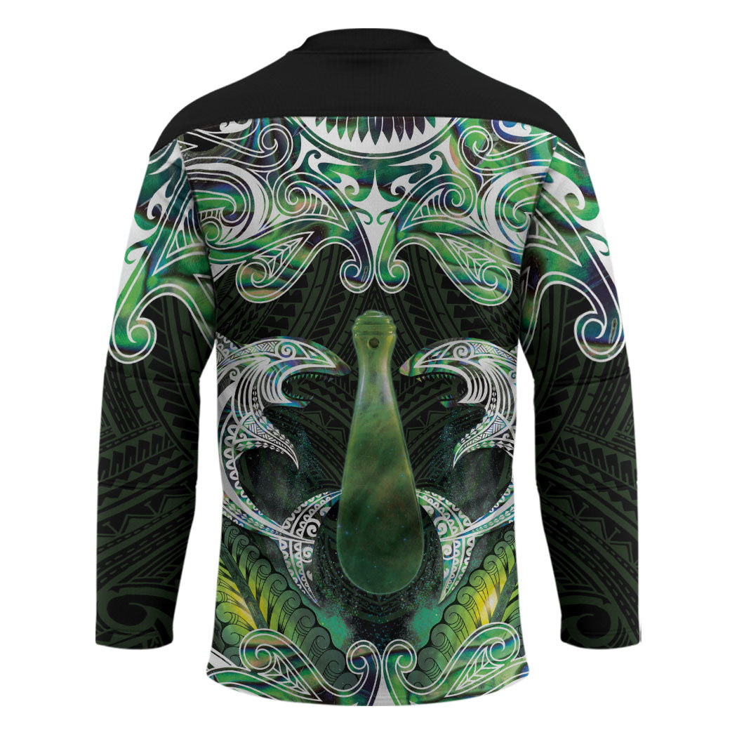 New Zealand Mere Pounamu Weapon Hockey Jersey Aotearoa Mango Paua Shell Maori Pattern LT22 - Polynesian Pride