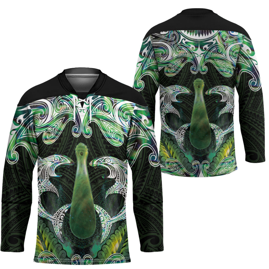 New Zealand Mere Pounamu Weapon Hockey Jersey Aotearoa Mango Paua Shell Maori Pattern LT22 - Polynesian Pride