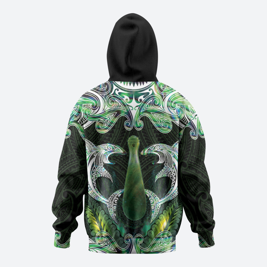 New Zealand Mere Pounamu Weapon Hoodie Aotearoa Mango Paua Shell Maori Pattern LT22 - Polynesian Pride