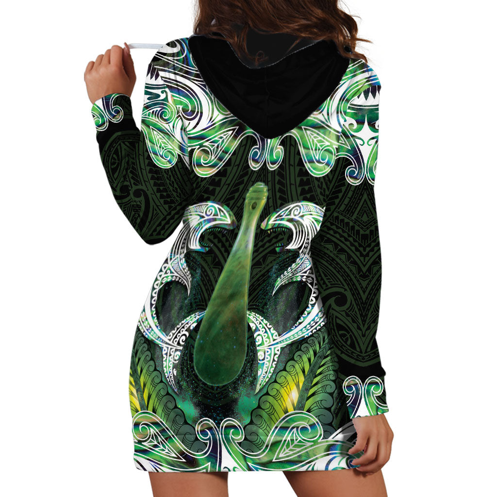 New Zealand Mere Pounamu Weapon Hoodie Dress Aotearoa Mango Paua Shell Maori Pattern LT22 - Polynesian Pride