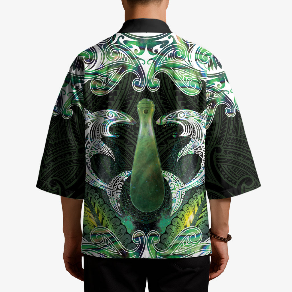 New Zealand Mere Pounamu Weapon Kimono Aotearoa Mango Paua Shell Maori Pattern LT22 - Polynesian Pride