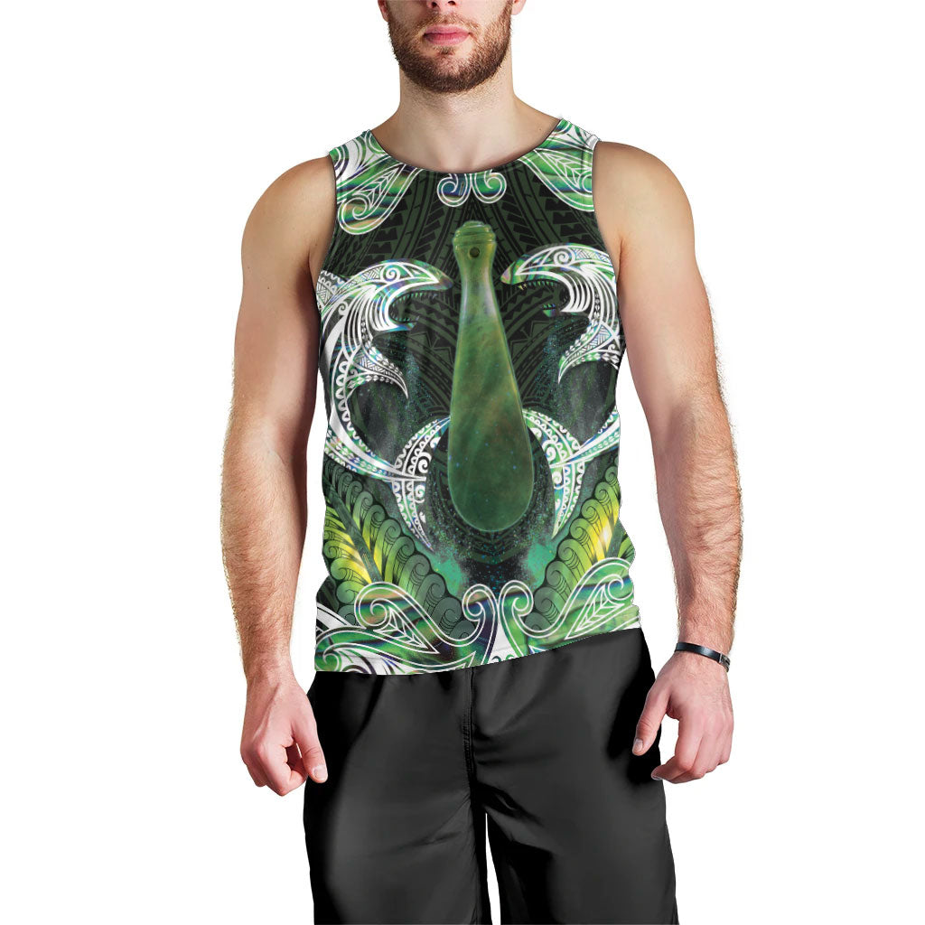 New Zealand Mere Pounamu Weapon Men Tank Top Aotearoa Mango Paua Shell Maori Pattern LT22 - Polynesian Pride