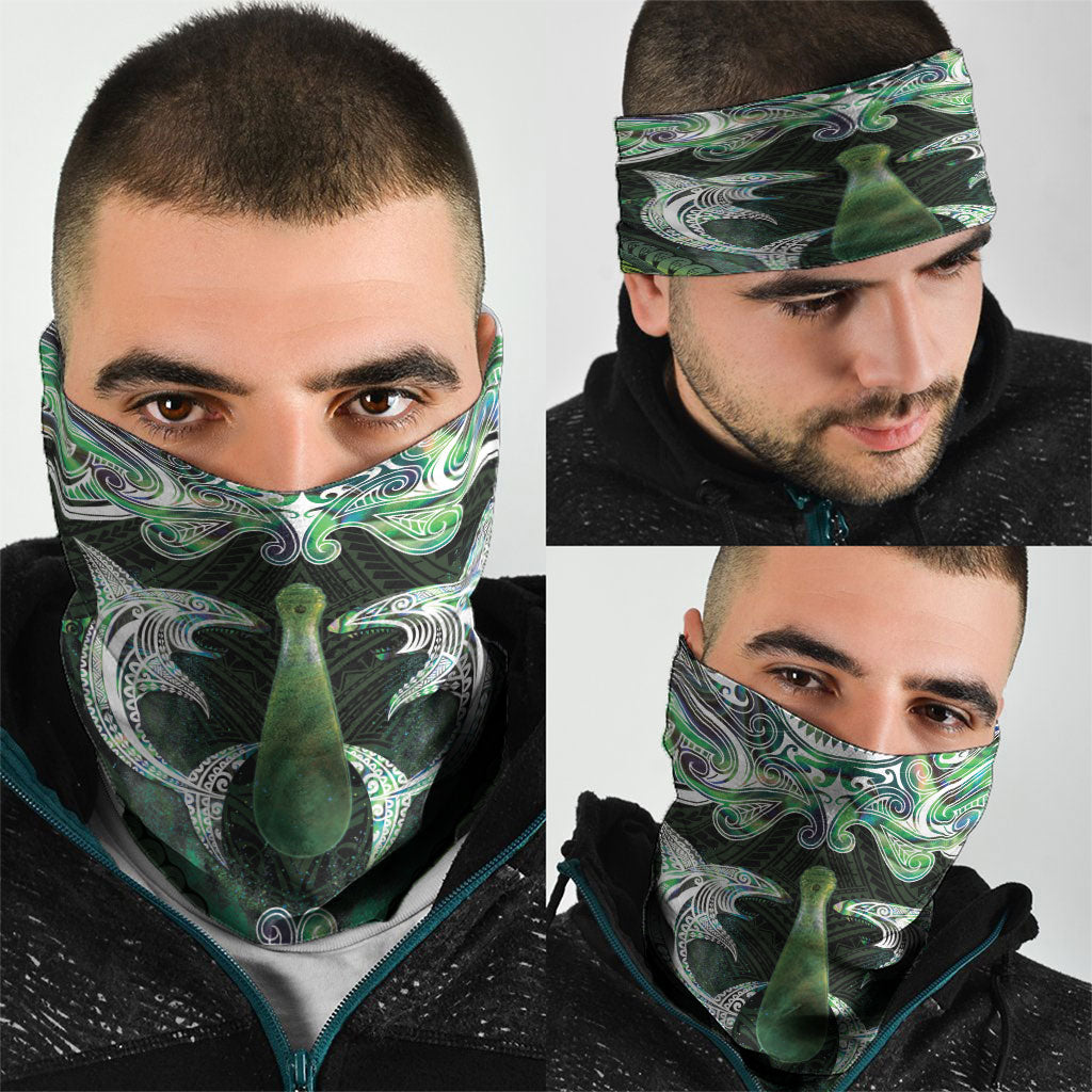 New Zealand Mere Pounamu Weapon Neck Gaiter Aotearoa Mango Paua Shell Maori Pattern LT22 - Polynesian Pride